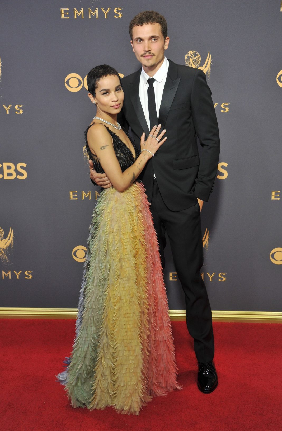 LOS ANGELES, CA - SEPTEMBER 17: Zoe Kravitz and Karl Glusman arrive at the 69th Annual Primetime Emmy Awards at the Microsoft Theater on September 17, 2017 in Los Angeles, California.  (Photo by Gregg DeGuire / Getty Images)