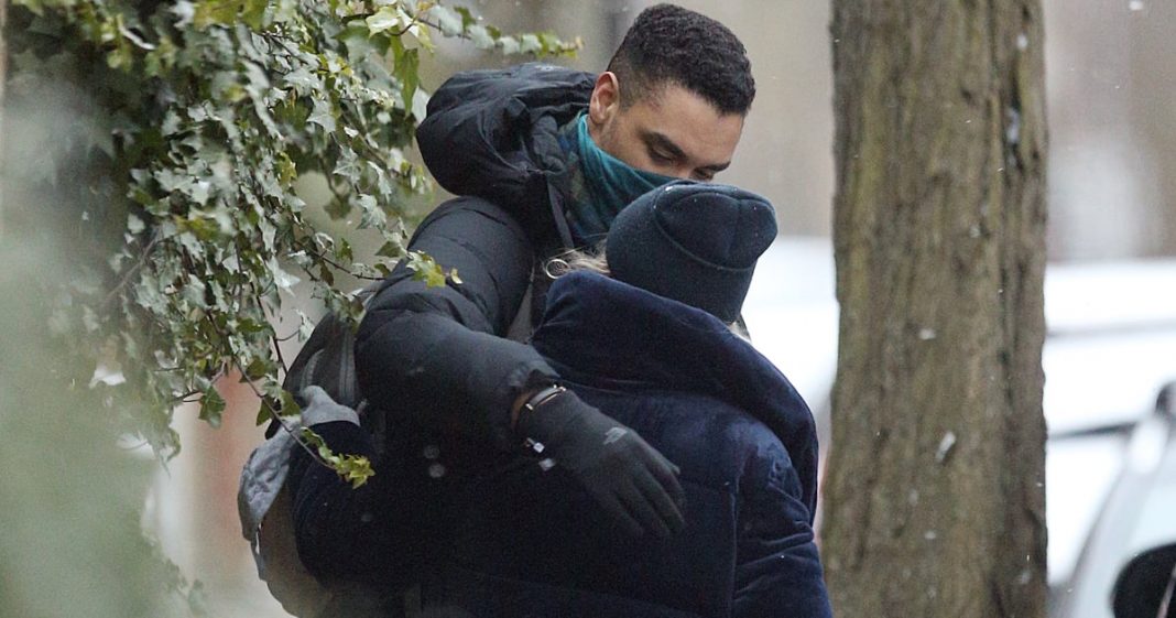 Regé-Jean Page and Emily Brown Hug Before London Flight