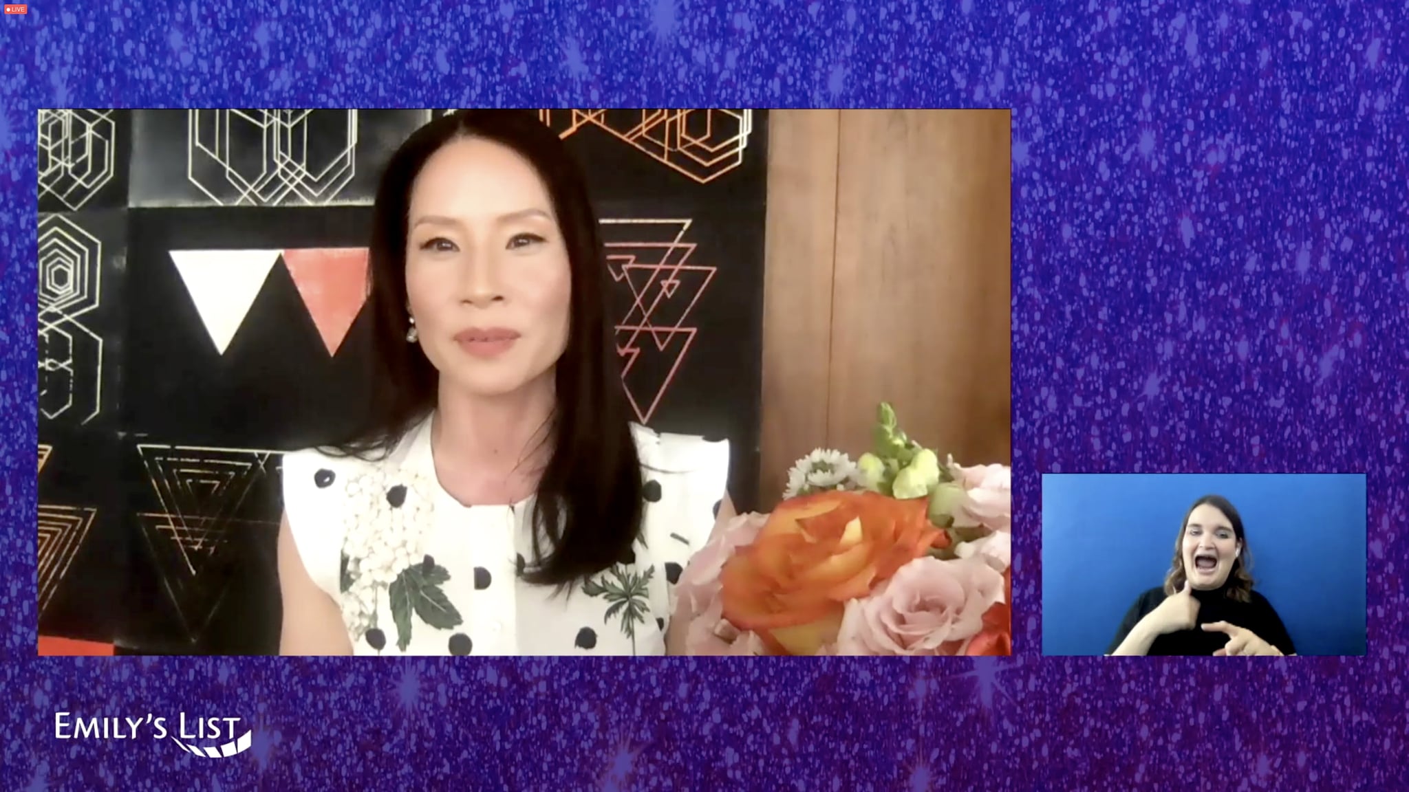 NOT SPECIFIED - APRIL 20: In this screenshot, Lucy Liu speaks during the EMILY list's fourth annual Pre-Oscars event on Tuesday April 20, 2021. (Photo by Getty Images / Getty Images for EMILY's list)